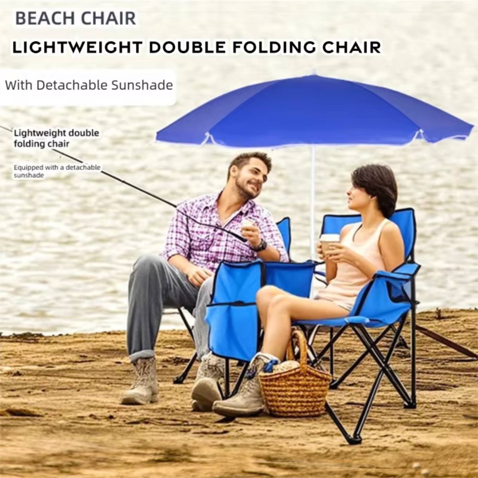 Outdoor Furniture Replacement Fabric - Dubbele opvouwbare campingstoel met koelertas, waterdicht