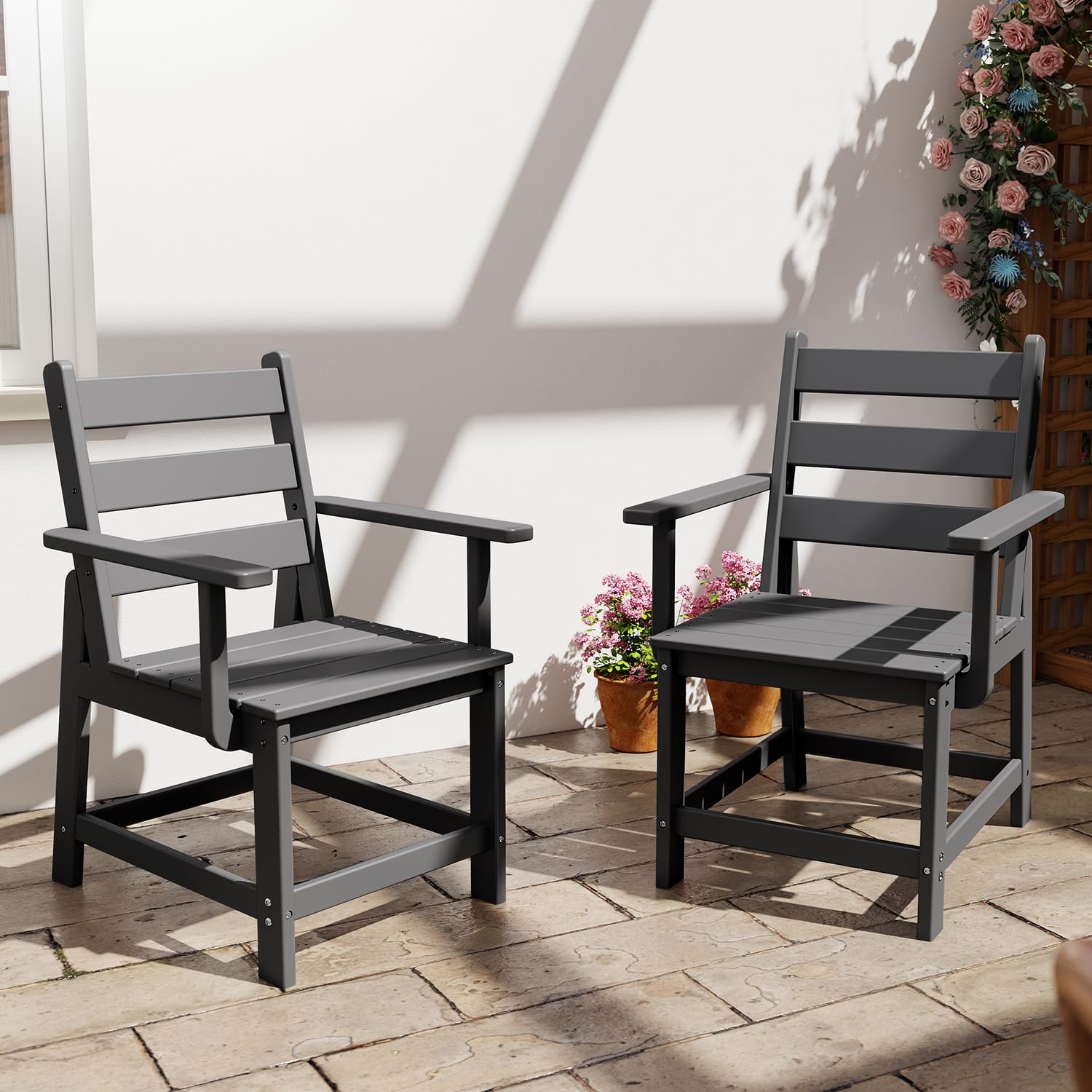 Outdoor Furniture Hdpe - HDPE Buiten Eettafelstoelen Set 2, Afneembare