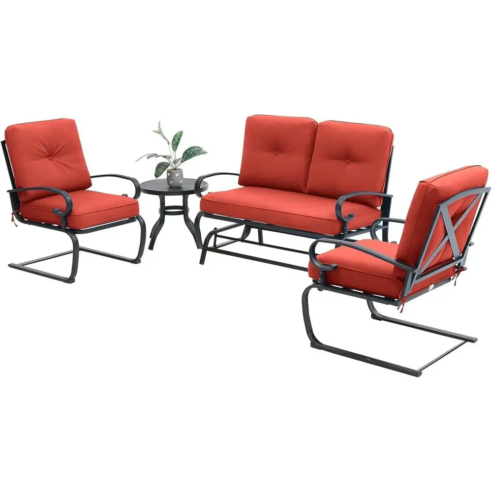 Outdoor Furniture Iron - 4-delige rode smeedijzeren tuinmeubelset voor buiten