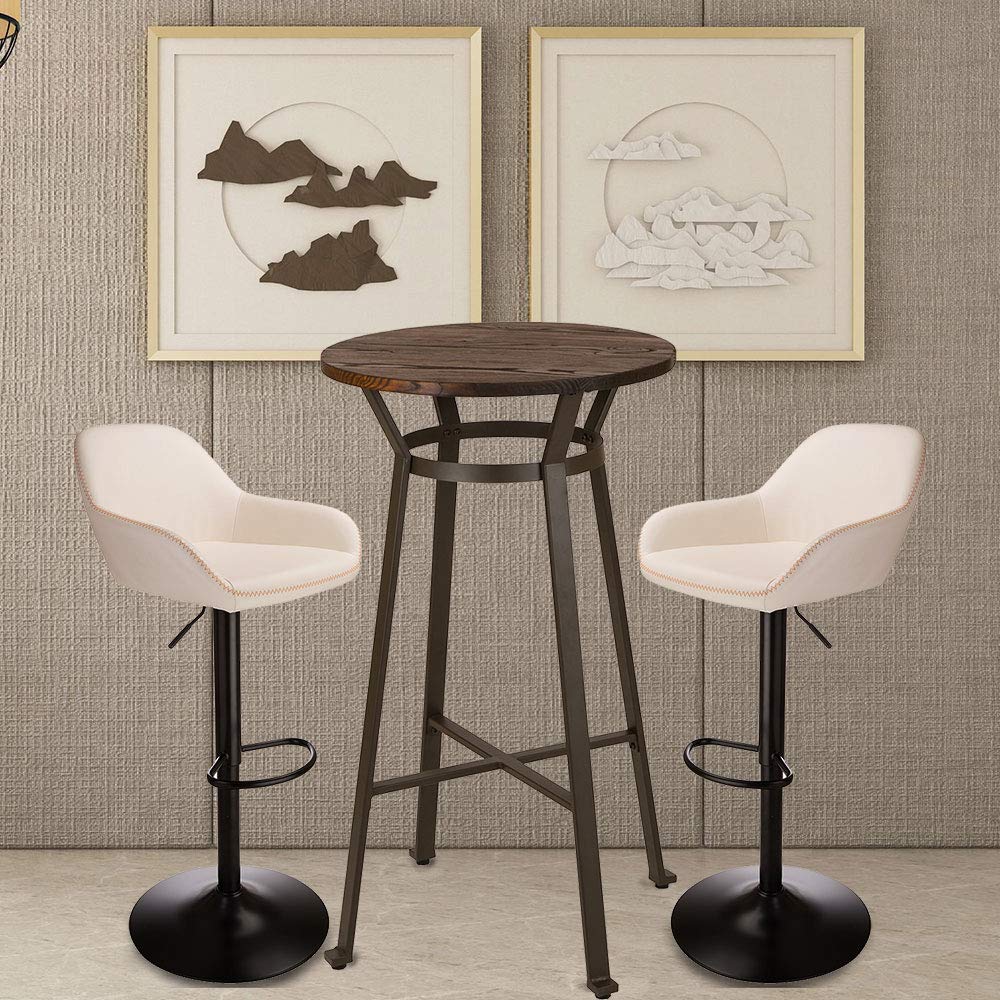 Outdoor Furniture Kitchener - 3-delige pubtafel en draaibare PU-barkrukset, in