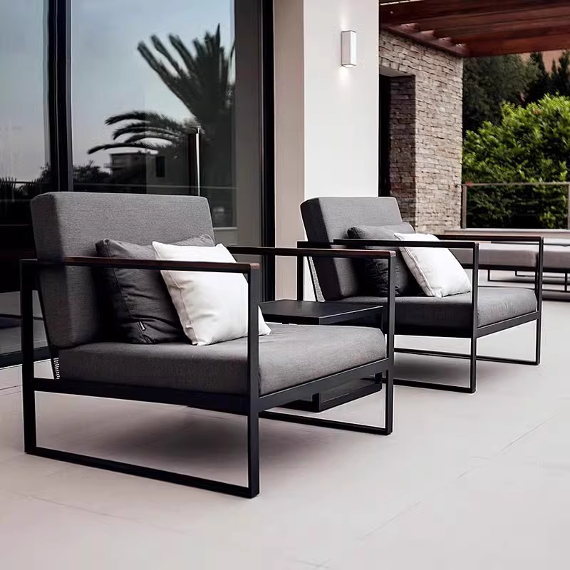 Outdoor Furniture Iron - ！@Moderne waterdichte, duurzame ijzeren roestvrijstalen bankstel