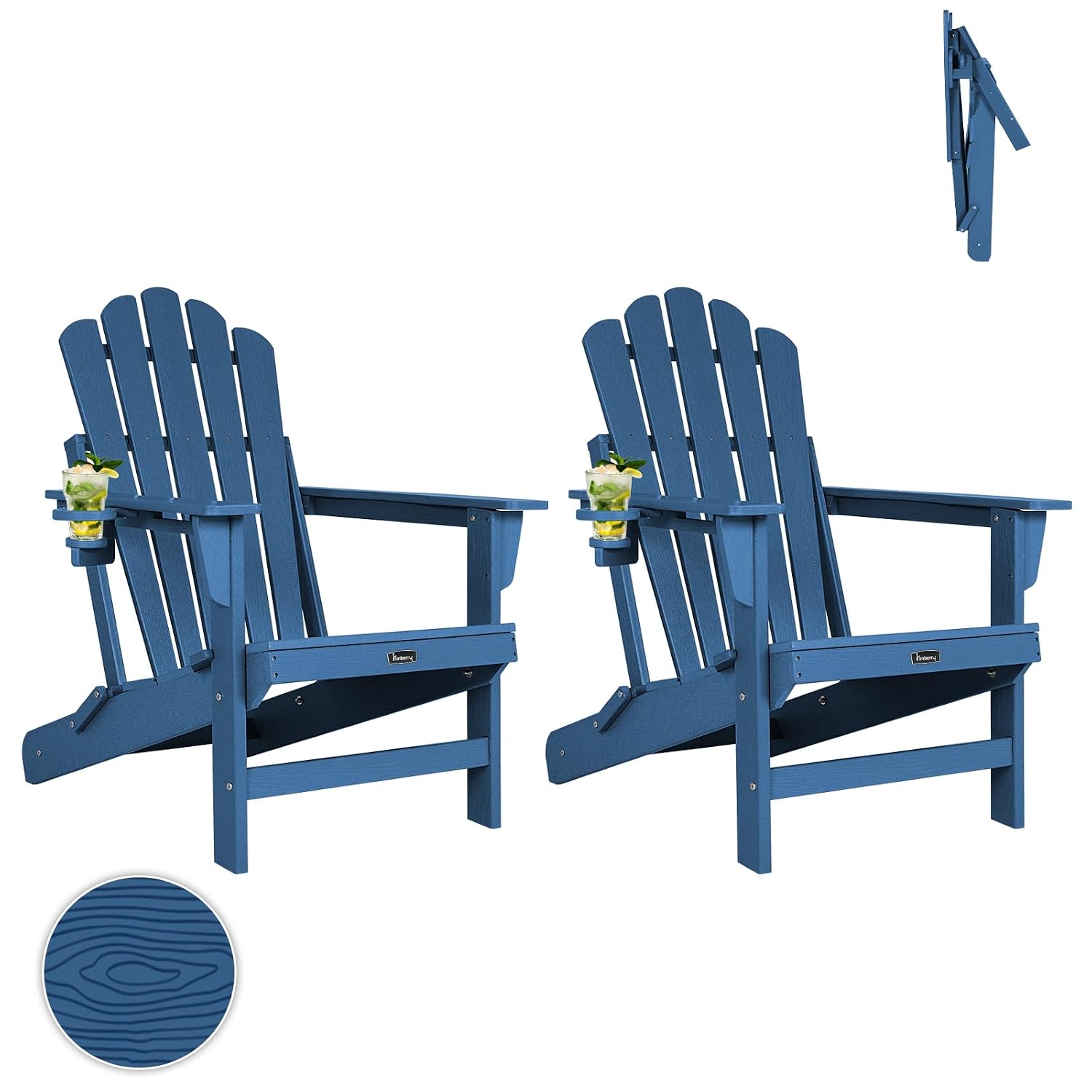 Outdoor Furniture Hdpe - Oversized opvouwbare Adirondack stoel 2-pack 400LBS