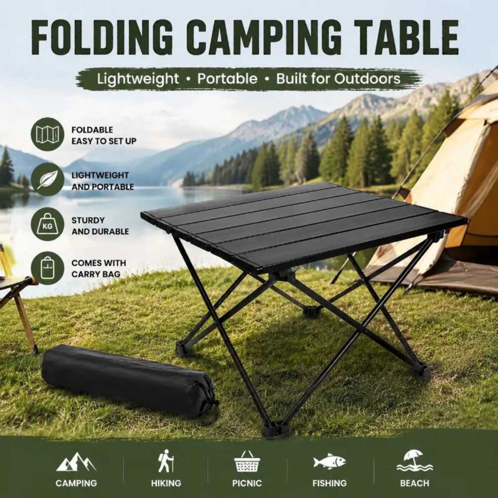 Outdoor Furniture Iron - Ultralichte draagbare campingtafel met rolluik, picknicktafel,