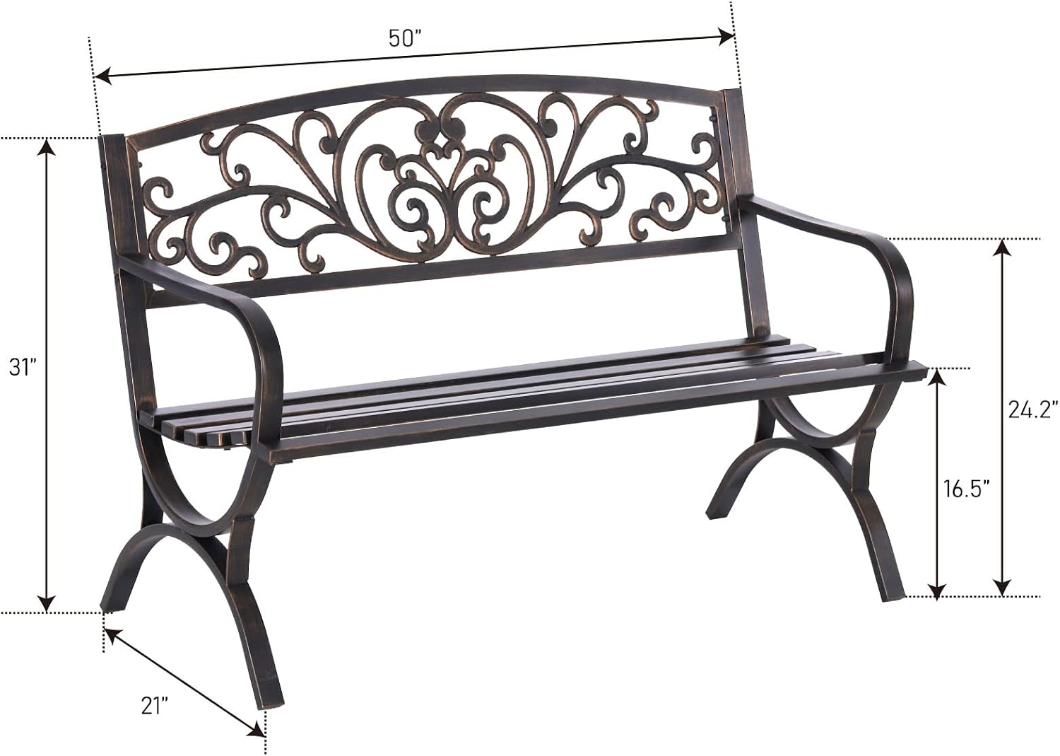 Bronzen 50 inch tuinbank voor  - Outdoor Furniture Iron recensie en prijs
