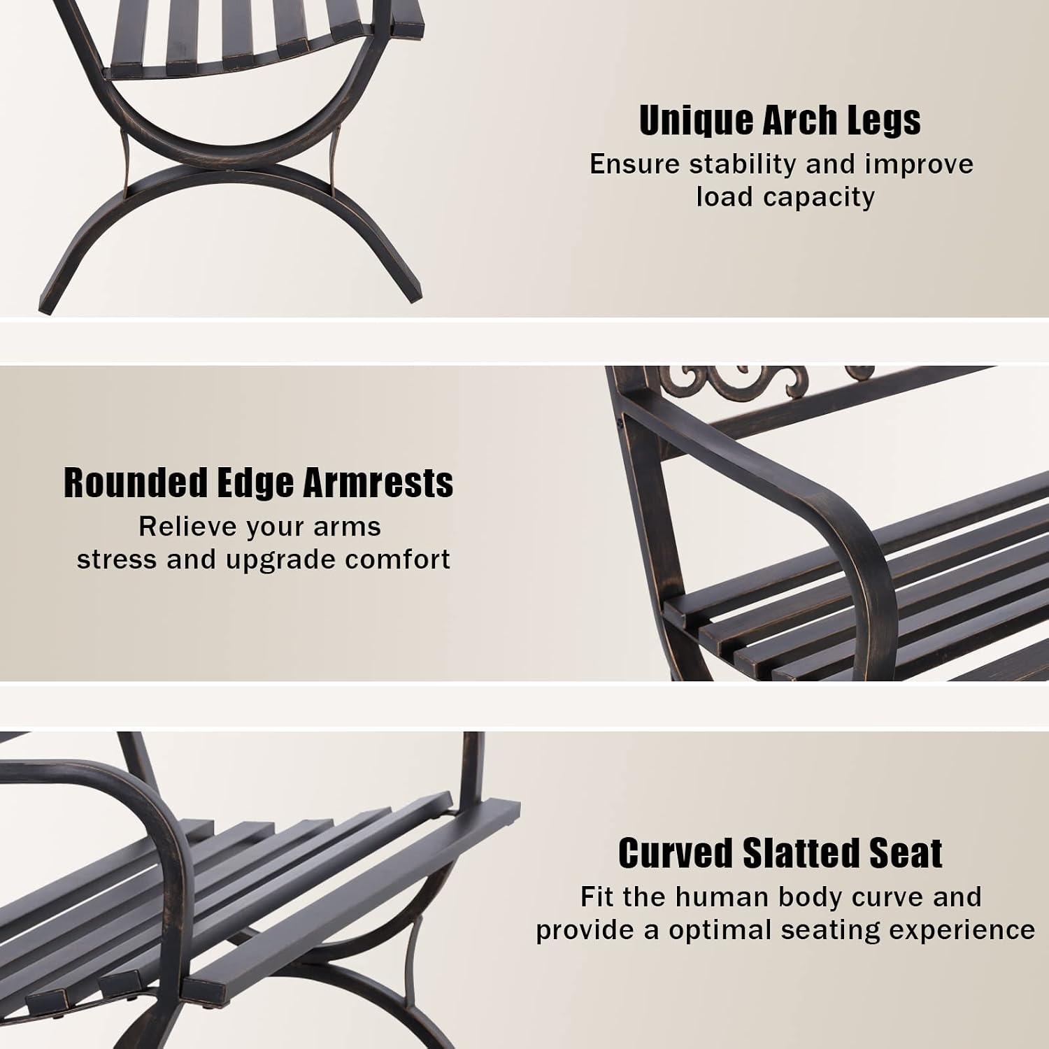 Bronzen 50 inch tuinbank voor  - Outdoor Furniture Iron recensie en prijs